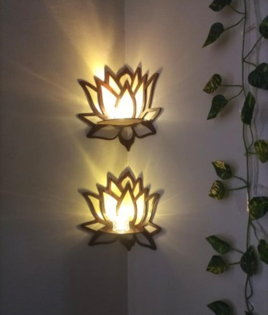 3 Pcs Flower Design Wall Shelves – Stylish MDF Wall Decor (Black)