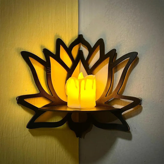 3 Pcs Flower Design Wall Shelves – Stylish MDF Wall Decor (Black)