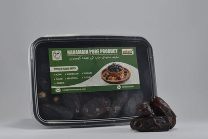 Packaged dates with a visible brand label on a gray background