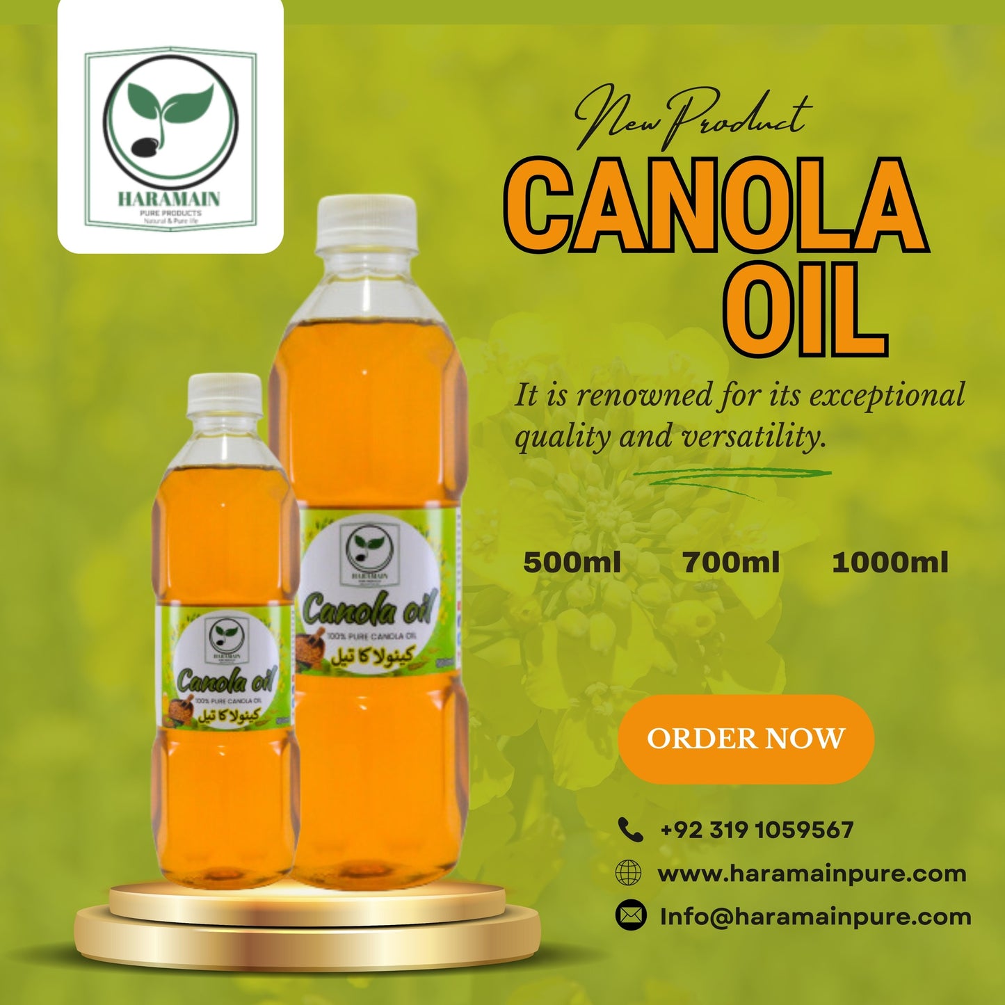 Canola Oil Cold-pressed canola oil