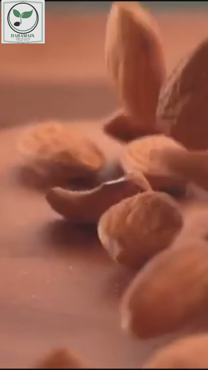 Haramain Pure Products – Cold Pressed Almond Oil (100% Natural)

• Type: Cold Pressed Almond Oil
• Extraction Method: Cold-pressed to retain all essential nutrients and natural aroma
• Purity: 100% pure, chemical-free, and unrefined
• Source: Premium quality sweet almonds