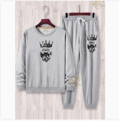 2 Pcs Men's Fleece Graphic Sweatshirt Track Suit